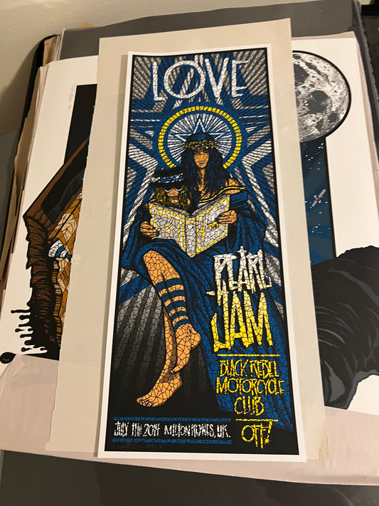 PEARL JAM MILTON KEYNES 2014 UK POSTER SIGNED SN 11x28 #6/117!!