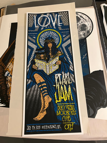 PEARL JAM MILTON KEYNES 2014 UK POSTER SIGNED SN 11x28 #6/117!!