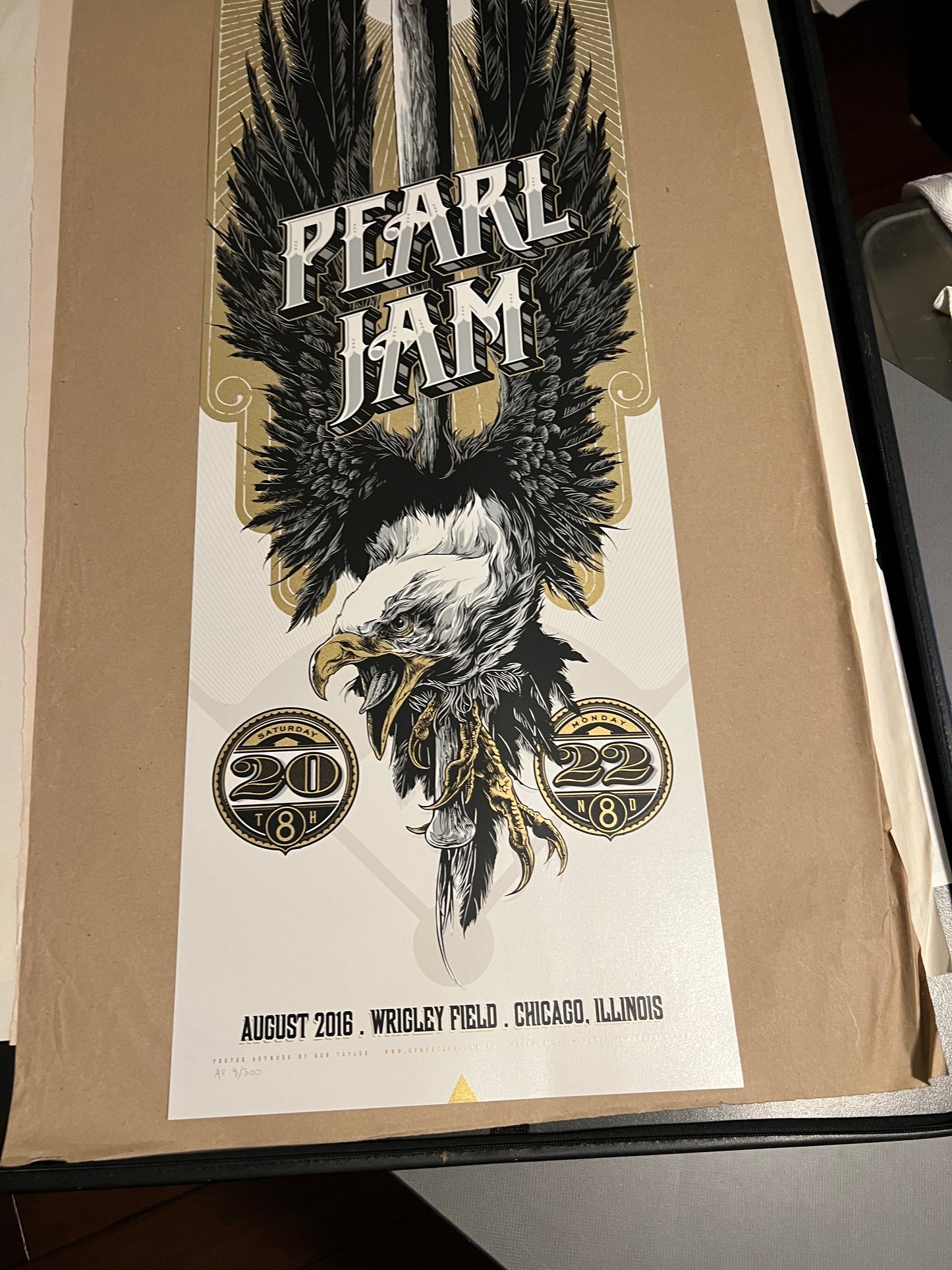 Pearl Jam Wrigley Field 2016 Chicago Poster by Ken Taylor 8/20/16 SIGNED AP!