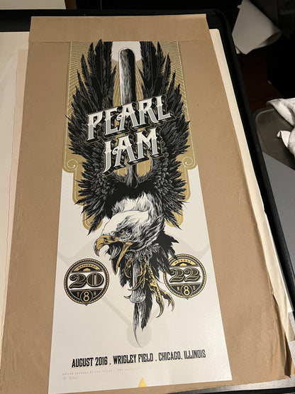 Pearl Jam Wrigley Field 2016 Chicago Poster by Ken Taylor 8/20/16 SIGNED AP!