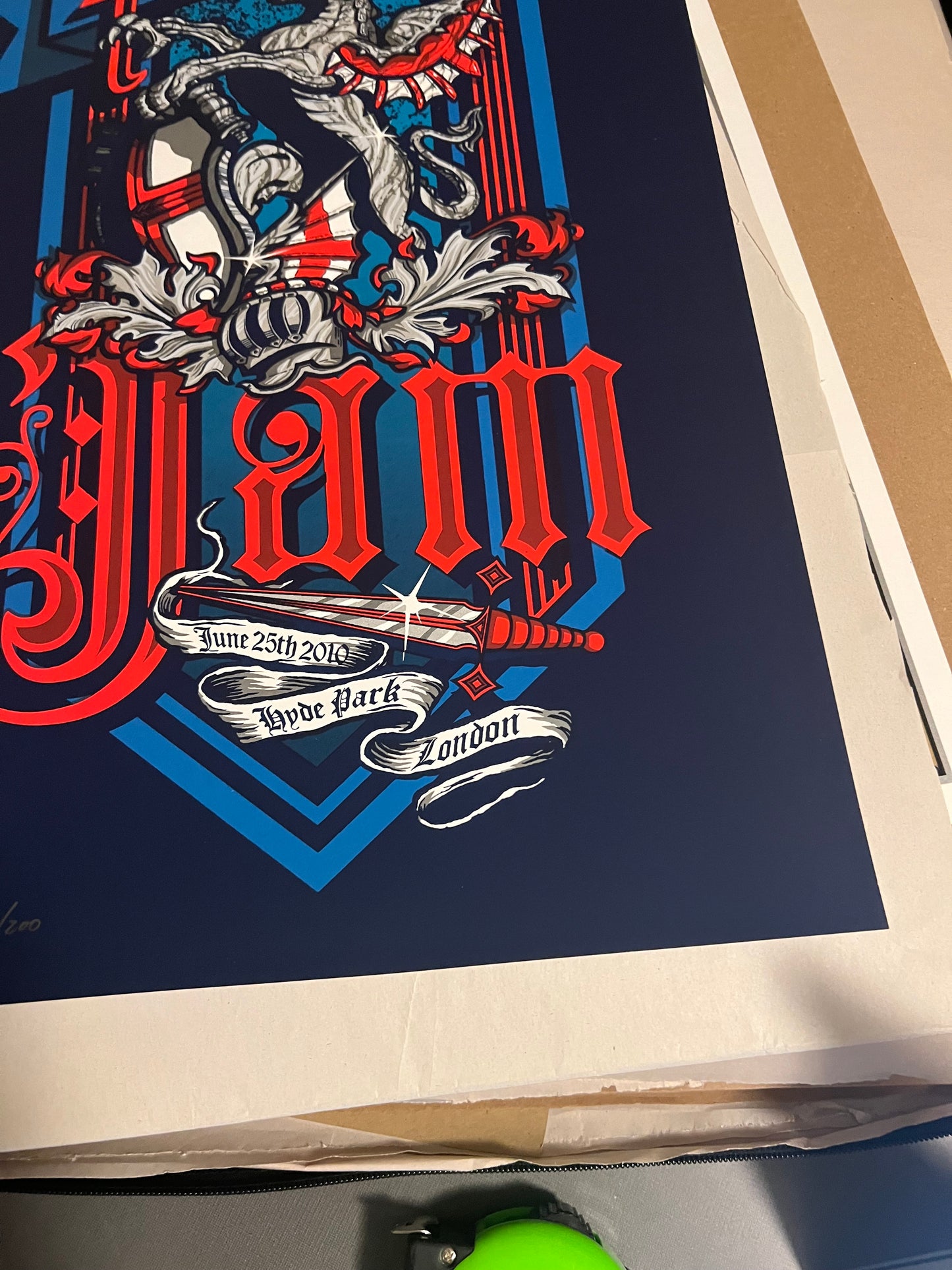 PEARL JAM June 25th 2010 HYDE PARK LONDON Tour POSTER Klausen SIGNED SN!