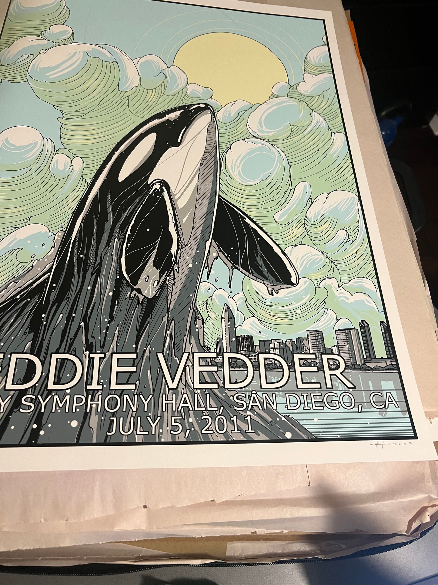 Eddie Vedder San Diego 2011 Roland Tamayo Poster by Amayo Signed SN!  18x24!