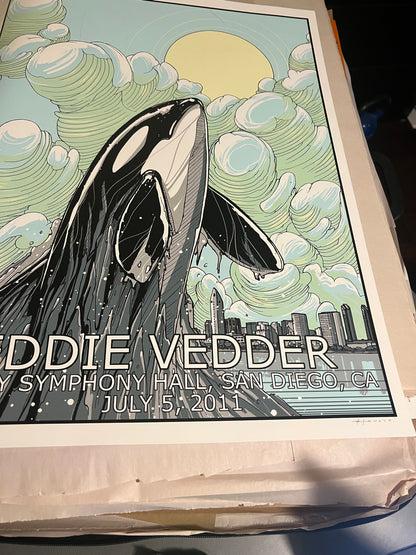 Eddie Vedder San Diego 2011 Roland Tamayo Poster by Amayo Signed SN!  18x24!