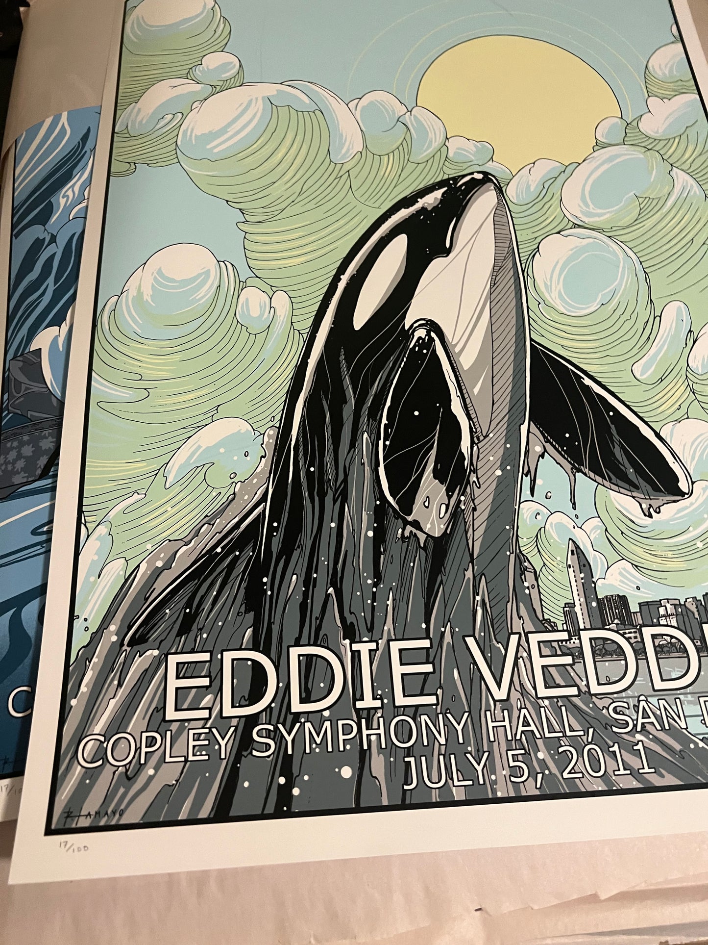 Eddie Vedder San Diego 2011 Roland Tamayo Poster by Amayo Signed SN!  18x24!