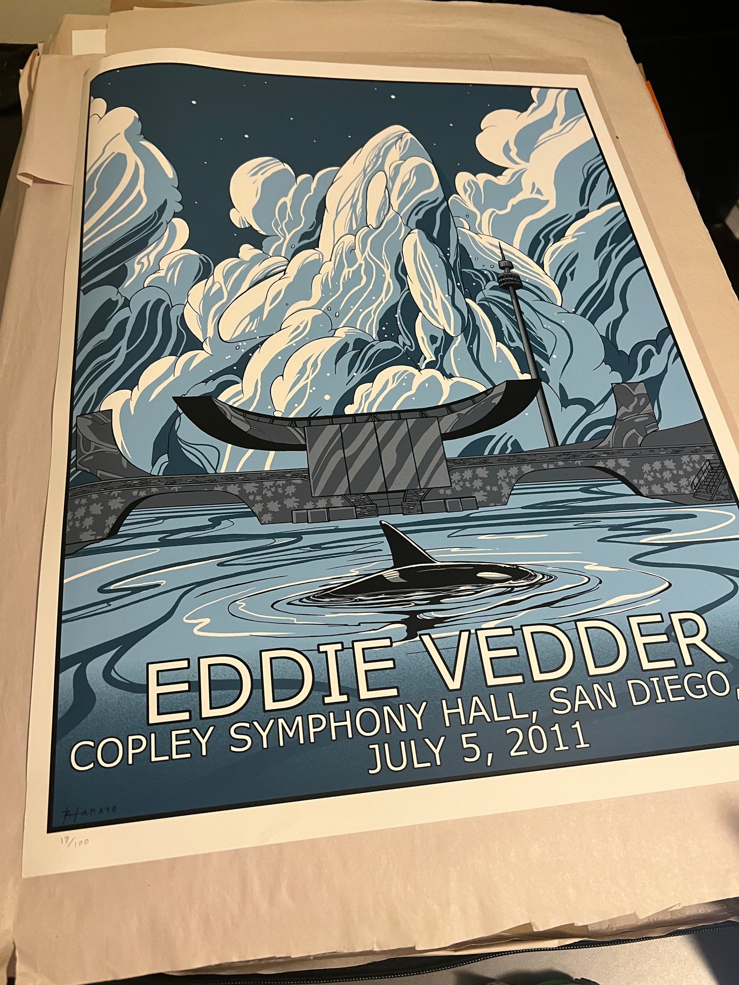 Eddie Vedder San Diego 2011 Poster by Amayo Signed SN!  18x24! VARIANT!