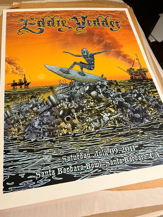 Eddie Vedder July 9 2011 Emek Poster Rare Santa Barbara CA!