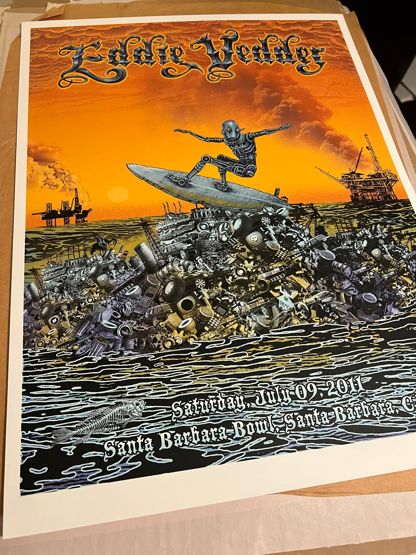 Eddie Vedder July 9 2011 Emek Poster Rare Santa Barbara CA!