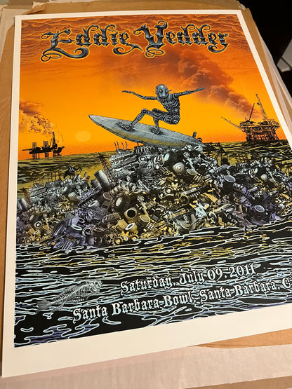 Eddie Vedder July 9 2011 Emek Poster Rare Santa Barbara CA!