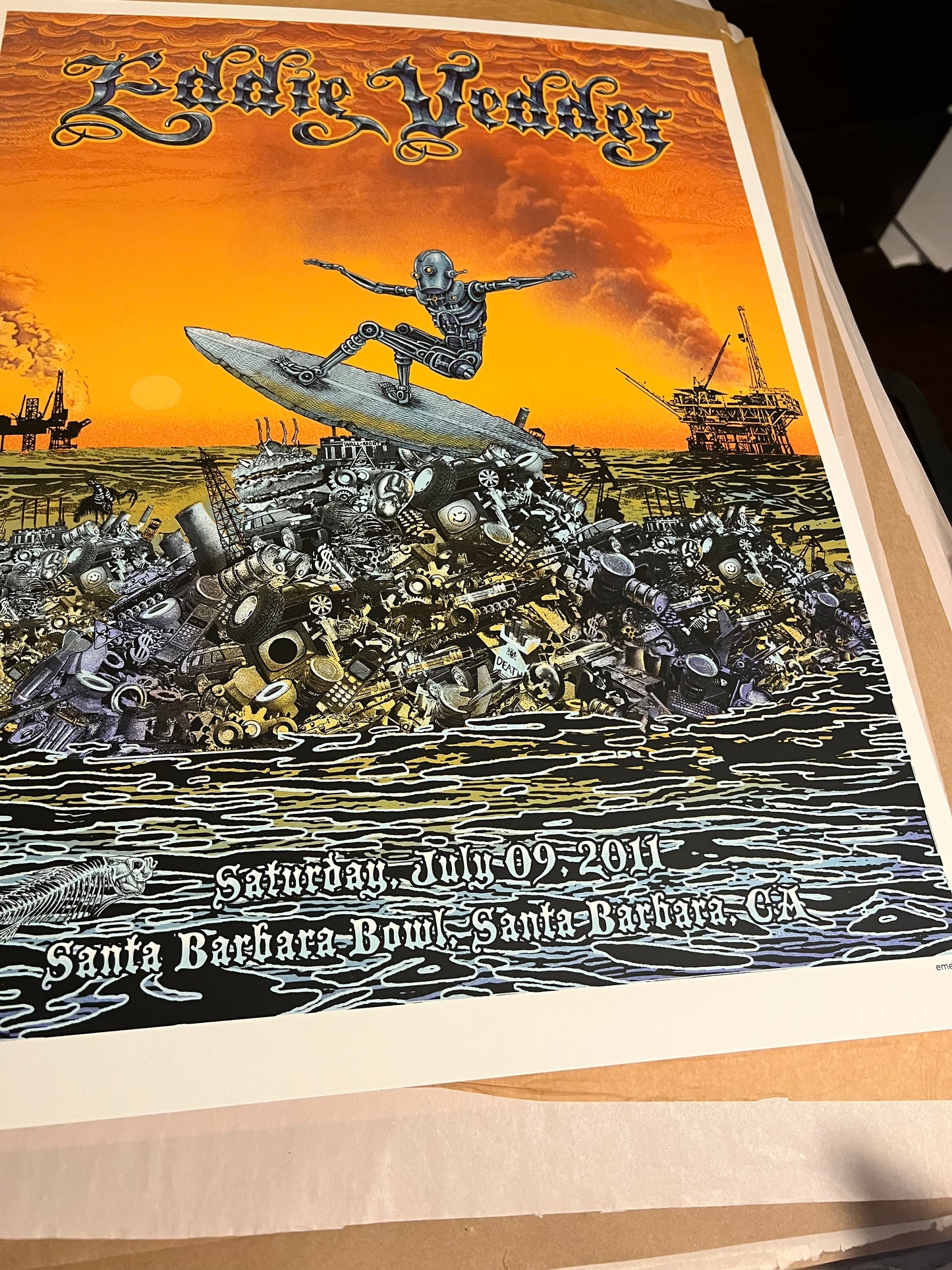 Eddie Vedder July 9 2011 Emek Poster Rare Santa Barbara CA!