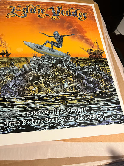 Eddie Vedder July 9 2011 Emek Poster Rare Santa Barbara CA!