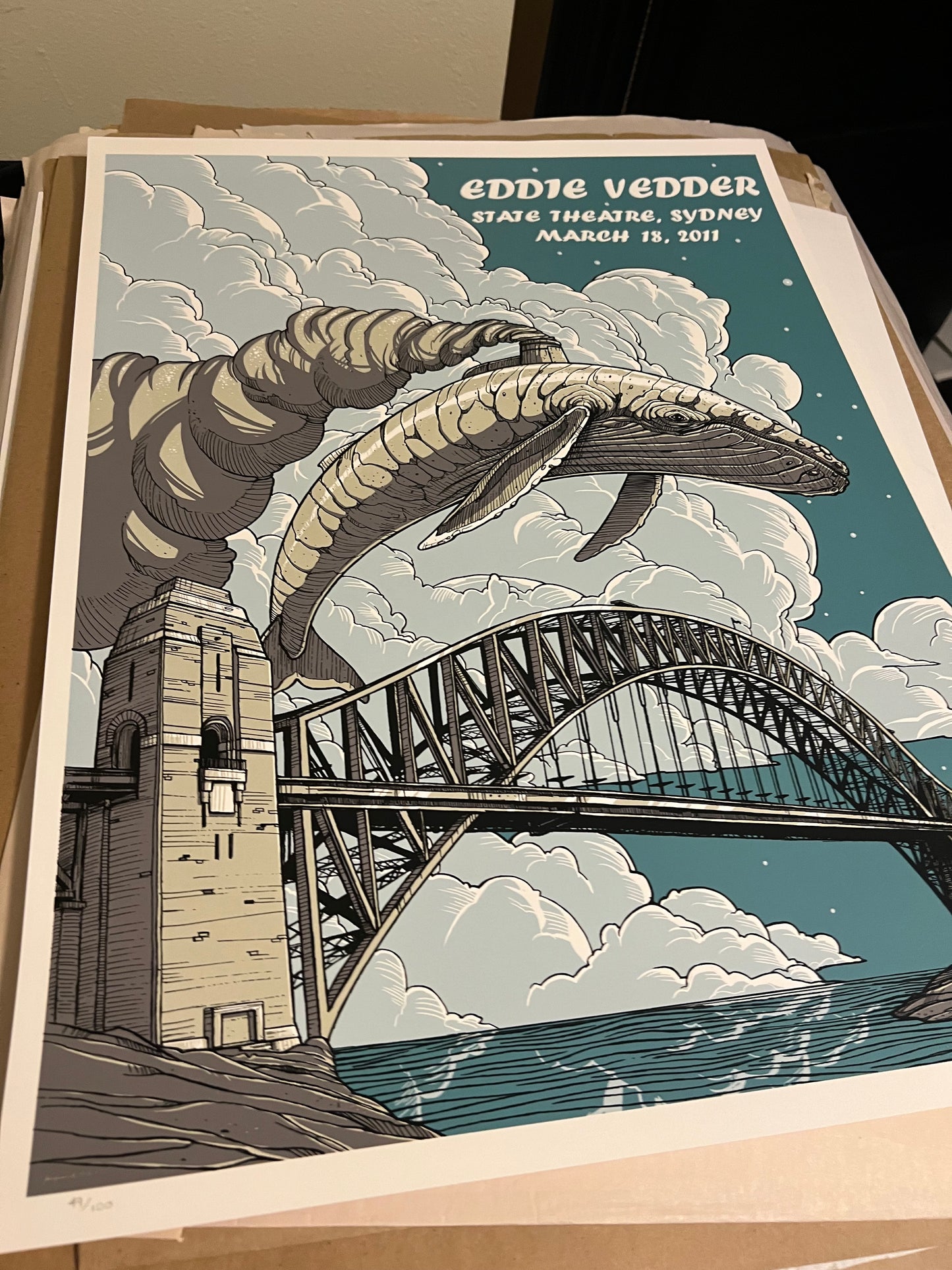 Eddie Vedder Sydney 2011 Roland Tamayo Poster SIGNED SN!