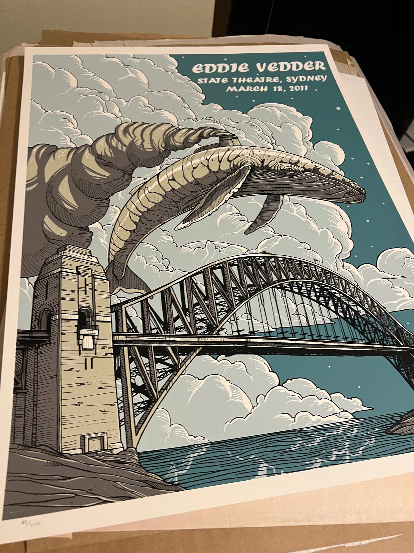 Eddie Vedder Sydney 2011 Roland Tamayo Poster SIGNED SN!