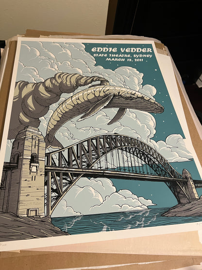 Eddie Vedder Sydney 2011 Roland Tamayo Poster SIGNED SN!