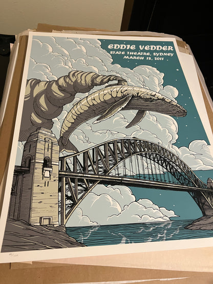 Eddie Vedder Sydney 2011 Roland Tamayo Poster SIGNED SN!