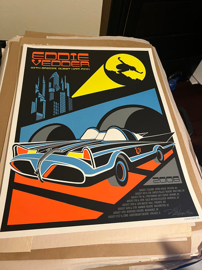 Eddie Vedder 2008 Summer Batmobile Poster by Klausen SIGNED SN!