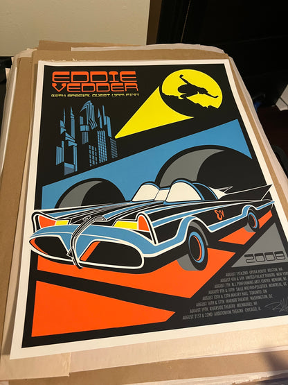 Eddie Vedder 2008 Summer Batmobile Poster by Klausen SIGNED SN!