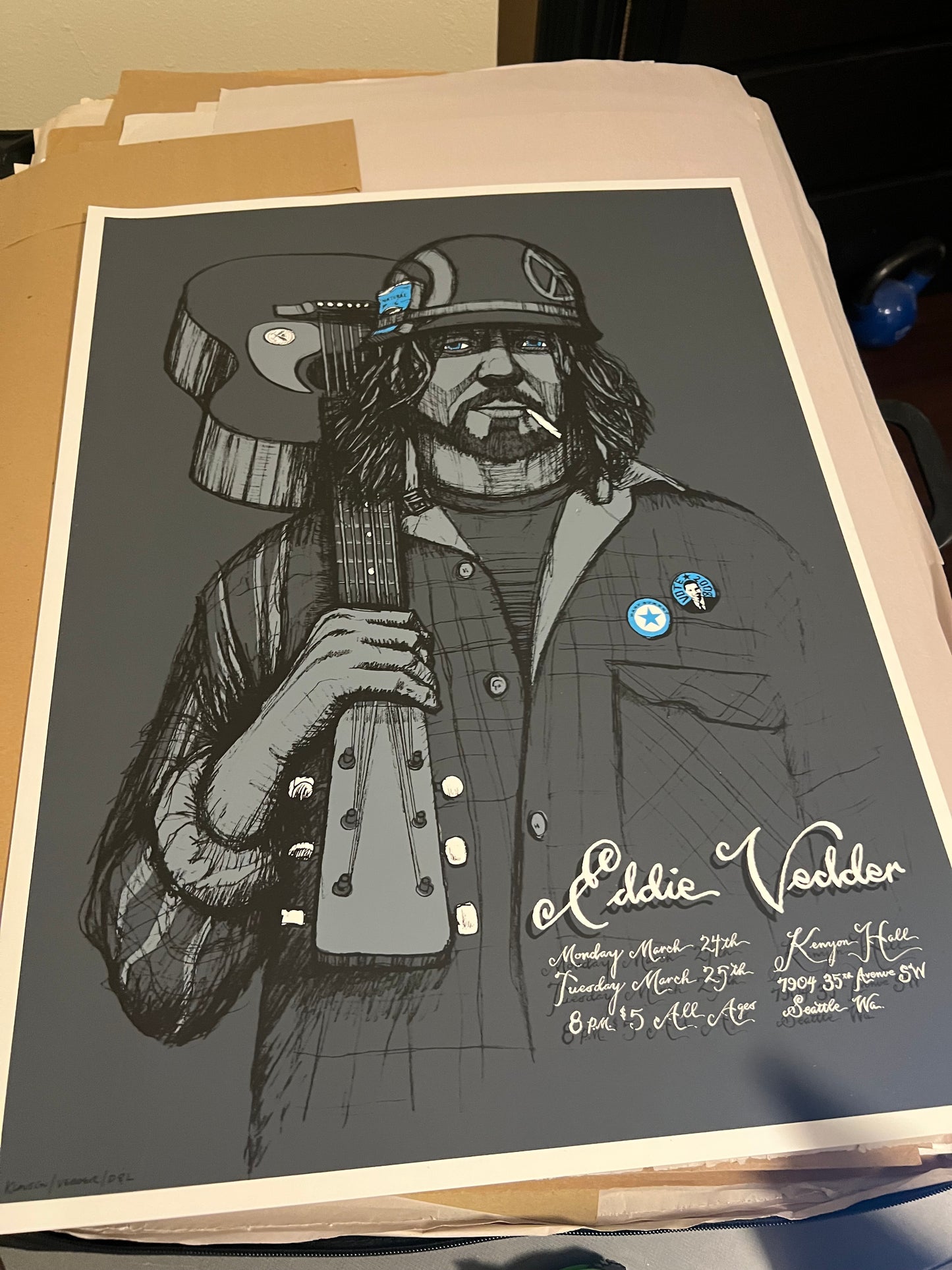 Eddie Vedder Kenyon Hall West Seattle March 2008 Klausen Poster 18x24!