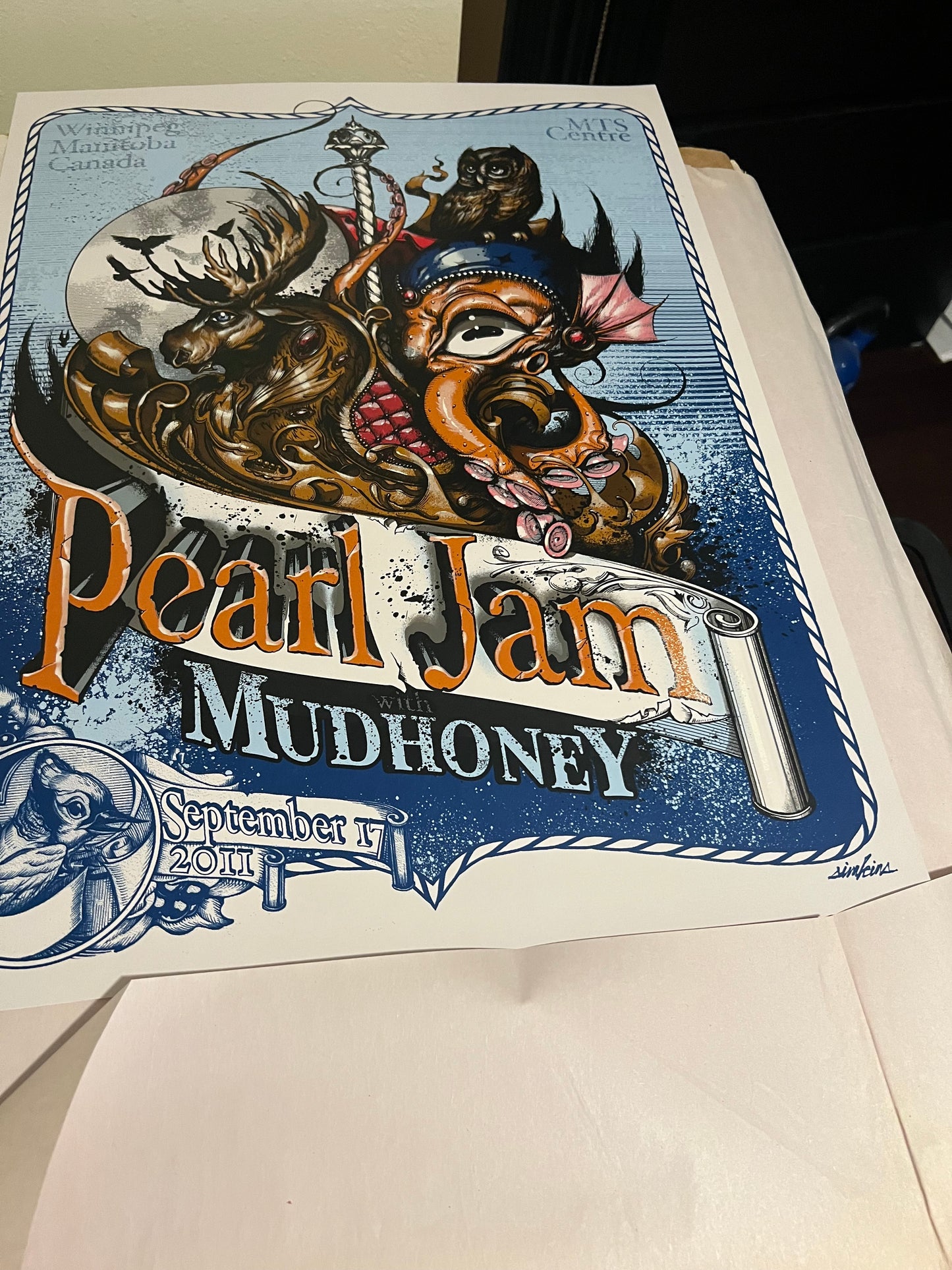 Pearl Jam w Mudhoney September 17th 2011 Sinkins poster 18x24!