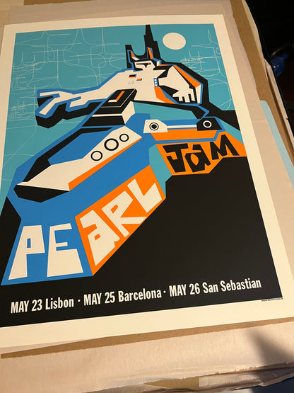 Pearl Jam Lisbon Barcelona San Sebastian 2000 by Ames Bros Poster!