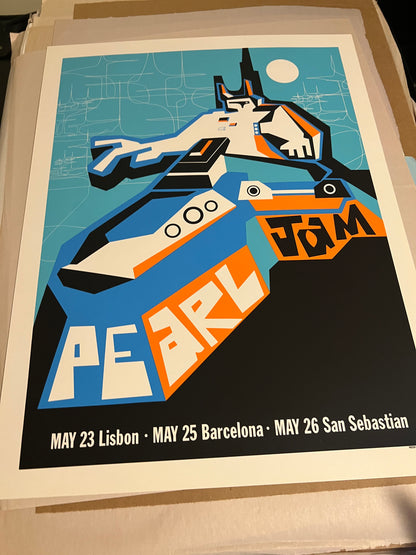 Pearl Jam Lisbon Barcelona San Sebastian 2000 by Ames Bros Poster!