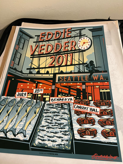 EDDIE VEDDER SEATTLE 2011 MUNK ONE Poster SIGNED SN!