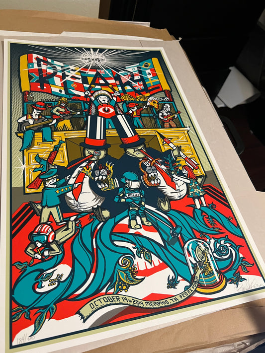 Pearl Jam October 14, 2014 - FedEx Forum, Memphis Poster Klausen SIGNED SN!