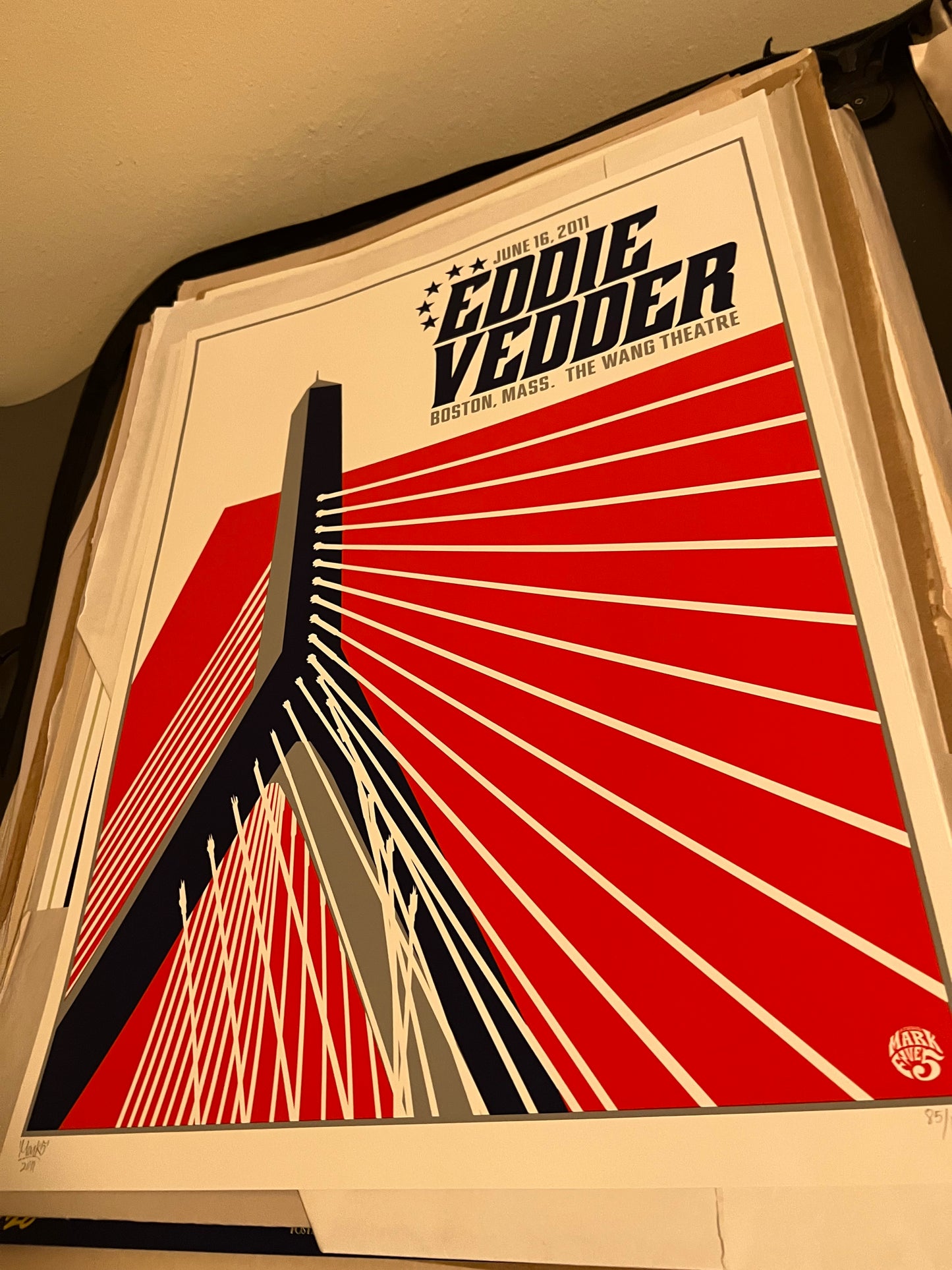 EDDIE VEDDER BOSTON 2011 MARK 5 poster SIGNED SN!