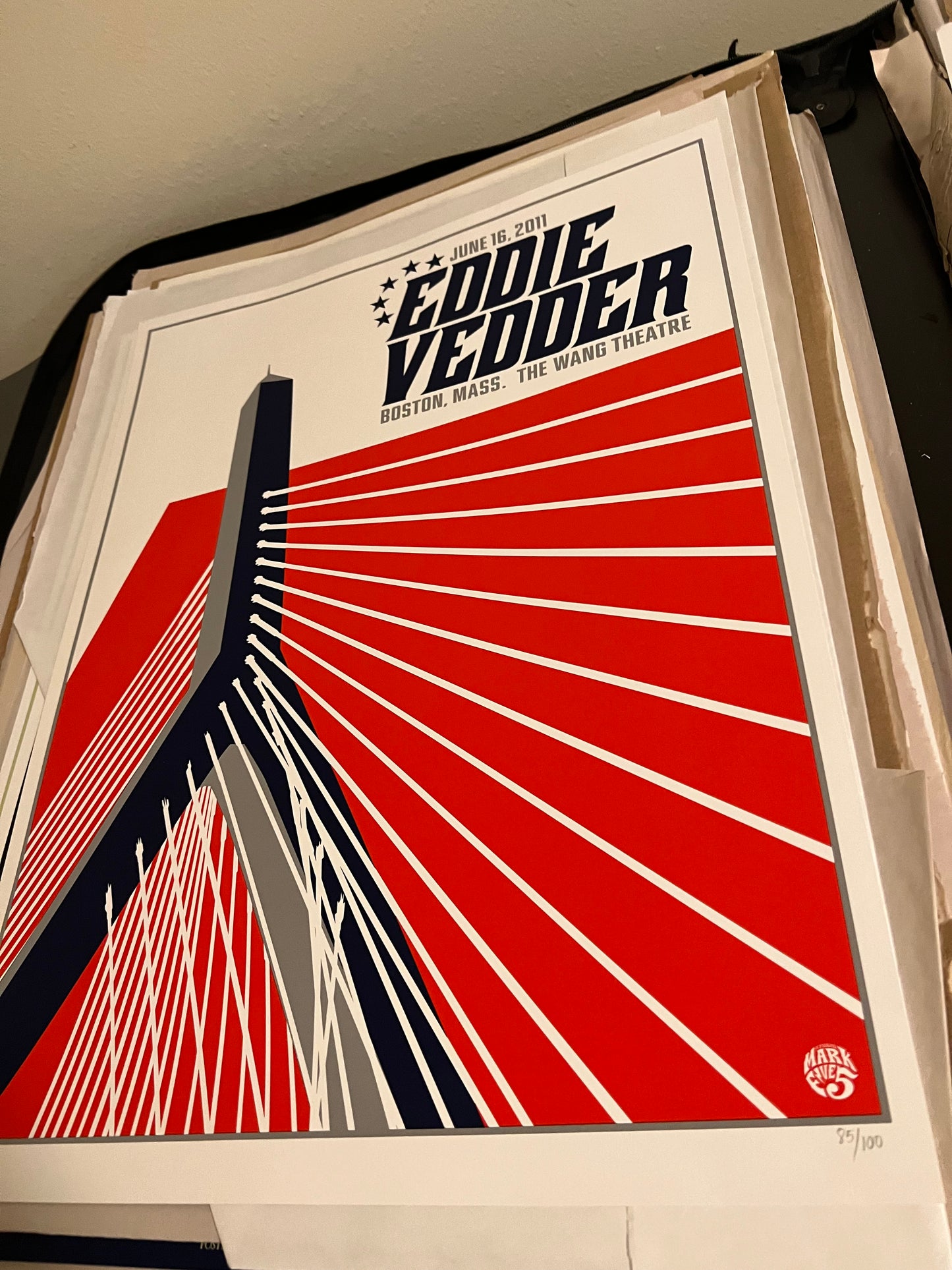 EDDIE VEDDER BOSTON 2011 MARK 5 poster SIGNED SN!