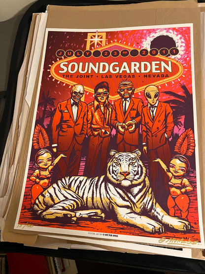 Soundgarden Las Vegas 2011 Munk One Poster SIGNED SN!  18x24!