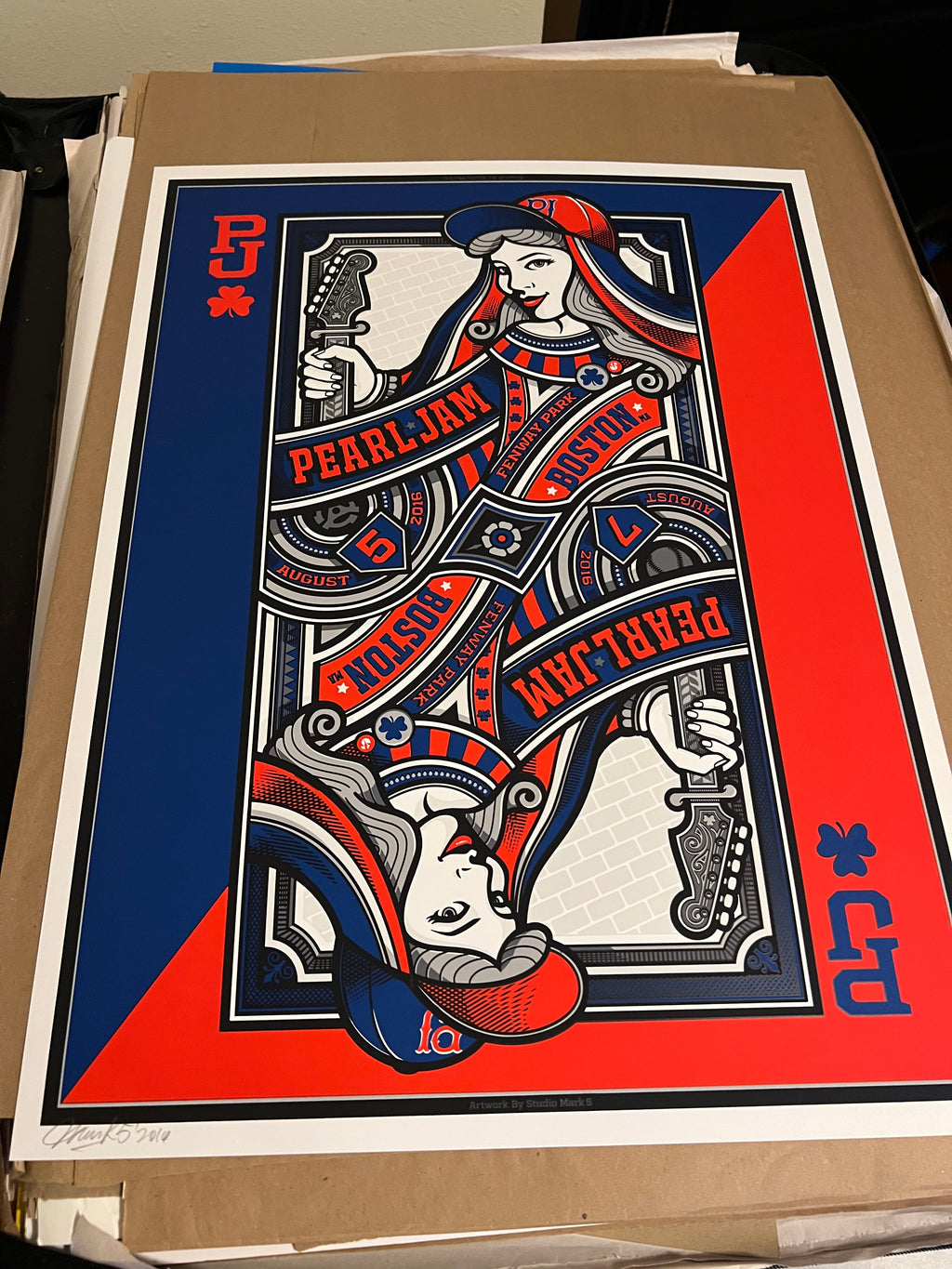 PEARL JAM FENWAY POSTER 2016 BY MARK 5 SIGNED SN!