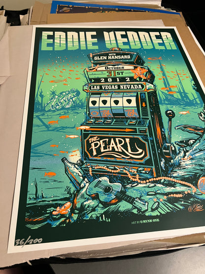 Eddie Vedder Las Vegas Poster Pearl Jam Glow In The Dark Artist Munk One SN!