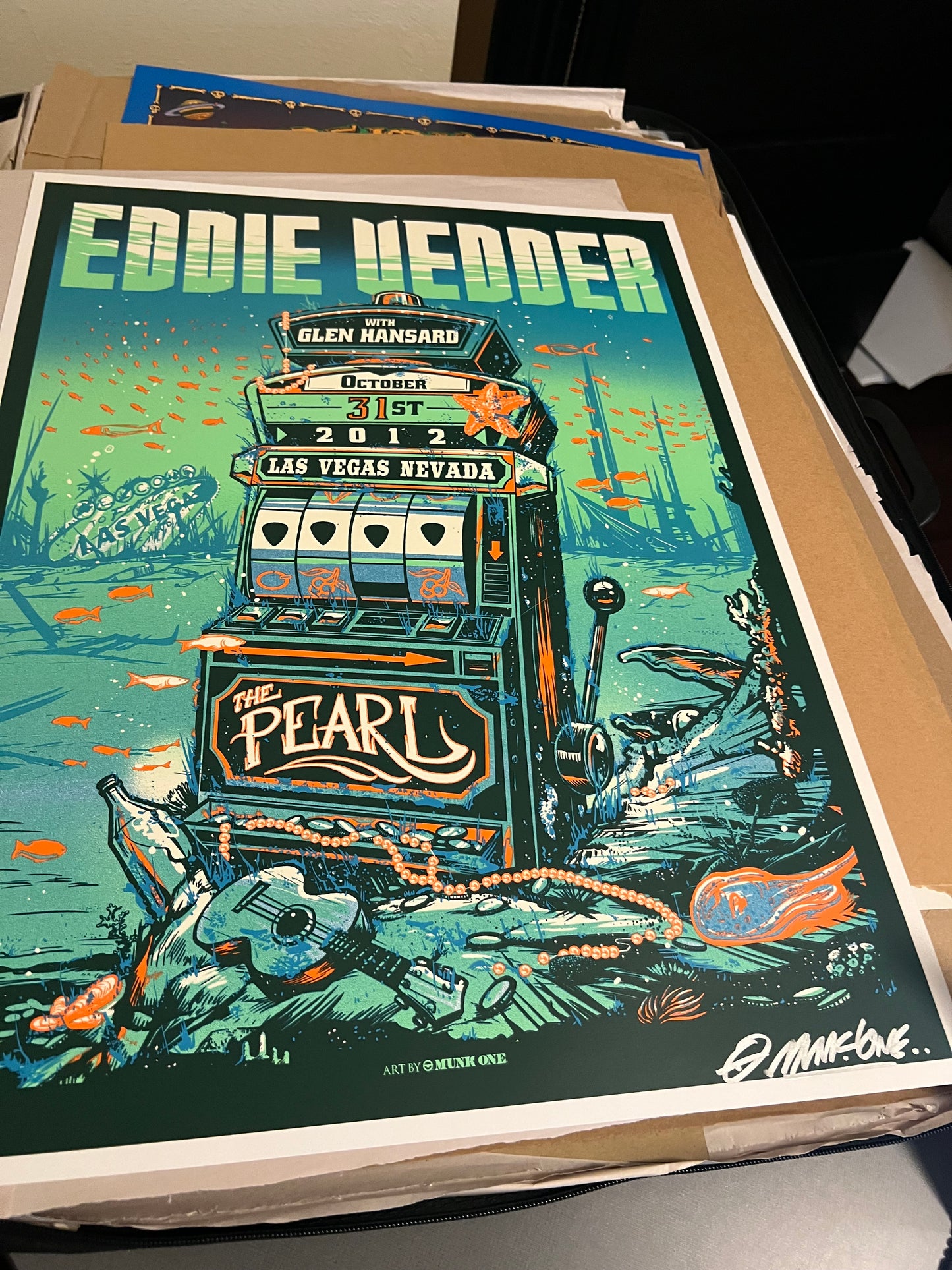 Eddie Vedder Las Vegas Poster Pearl Jam Glow In The Dark Artist Munk One SN!