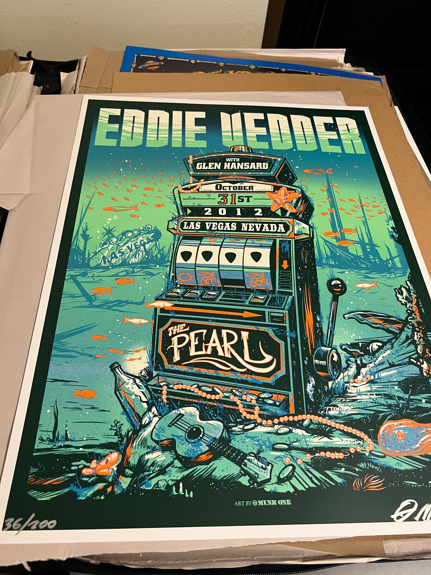 Eddie Vedder Las Vegas Poster Pearl Jam Glow In The Dark Artist Munk One SN!