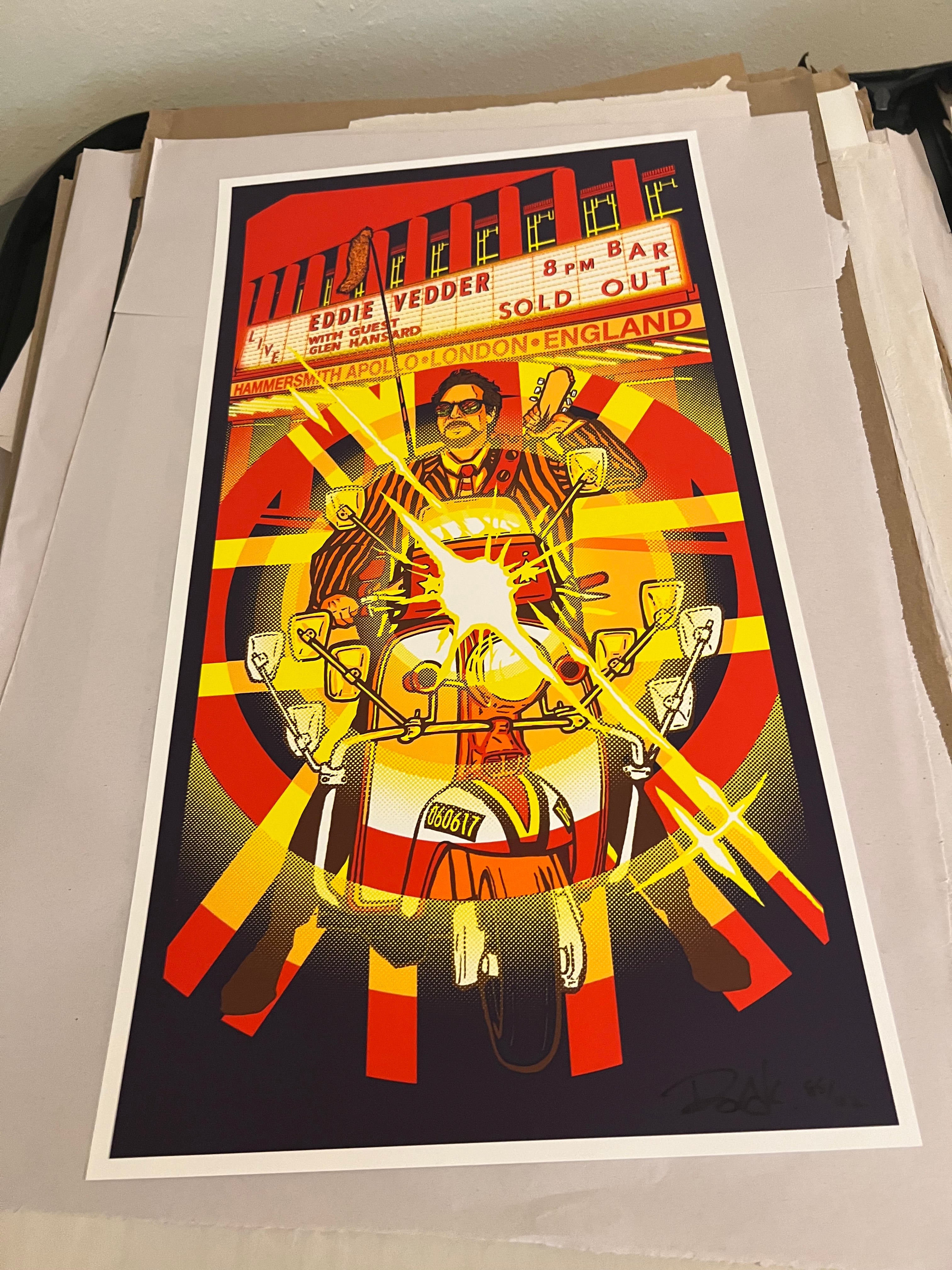 Eddie Vedder hammersmith apollo london june 2017 poster SIGNED SN 13x24!