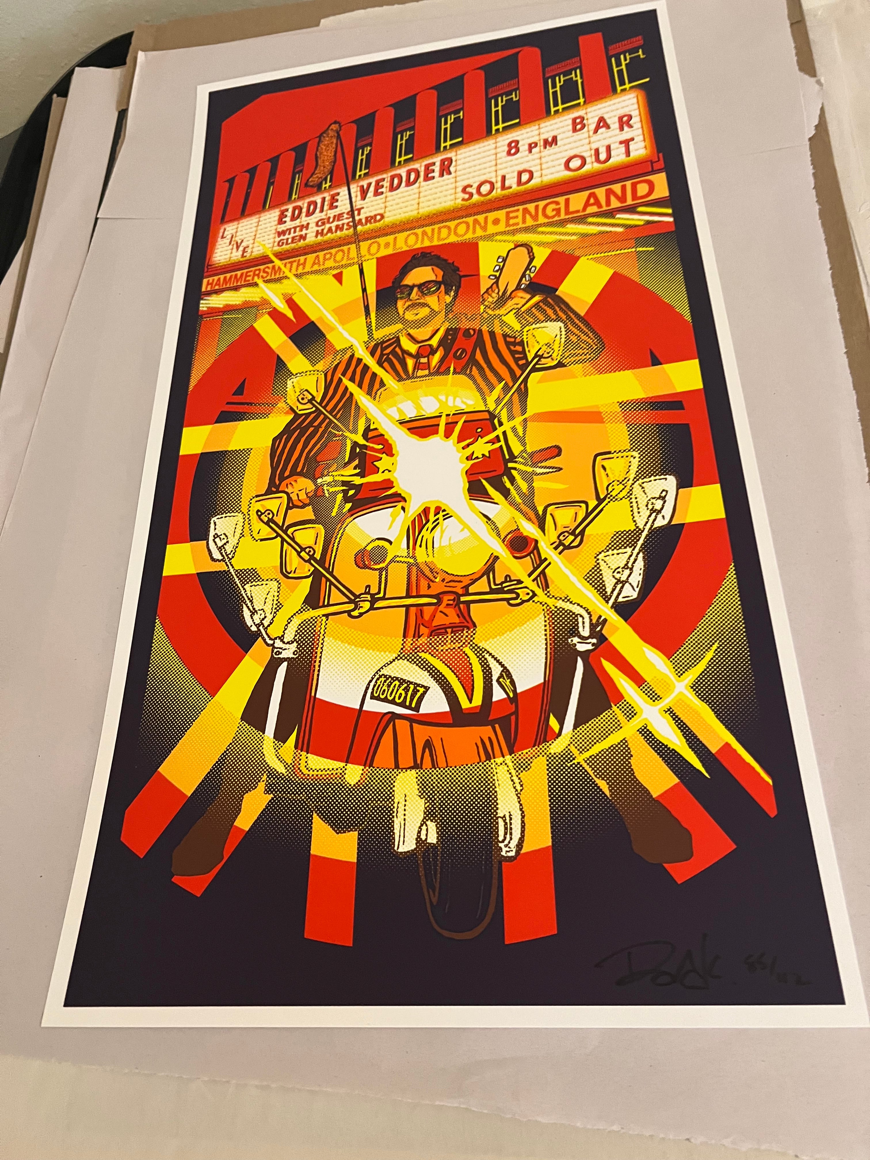 Eddie Vedder hammersmith apollo london june 2017 poster SIGNED SN 13x24!