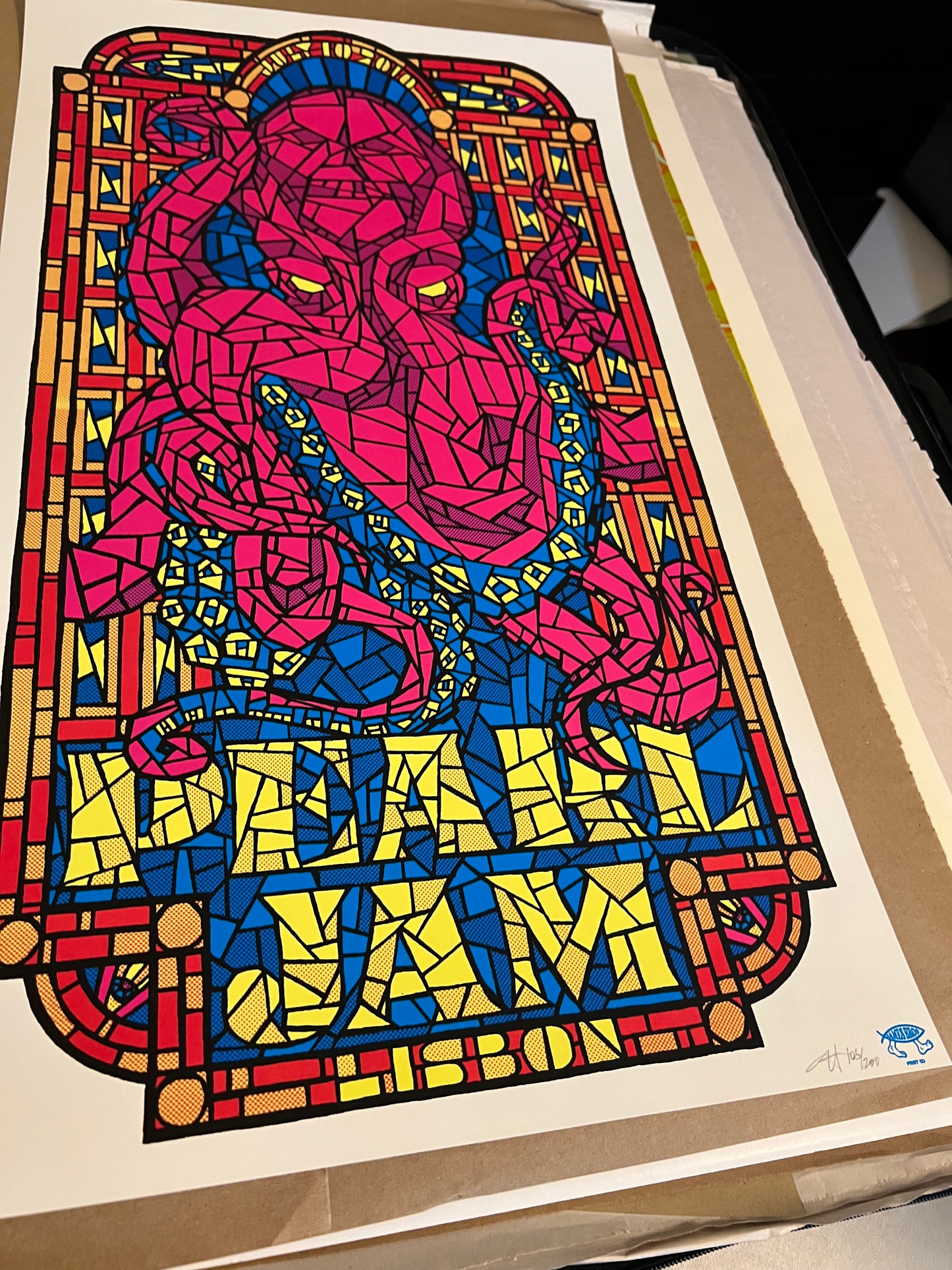 Pearl Jam Lisbon  July 10th 2010 Portugal AMES BROS Poster SIGNED SN!