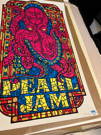 Pearl Jam Lisbon  July 10th 2010 Portugal AMES BROS Poster SIGNED SN!