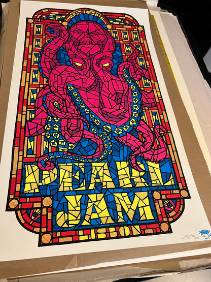 Pearl Jam Lisbon  July 10th 2010 Portugal AMES BROS Poster SIGNED SN!