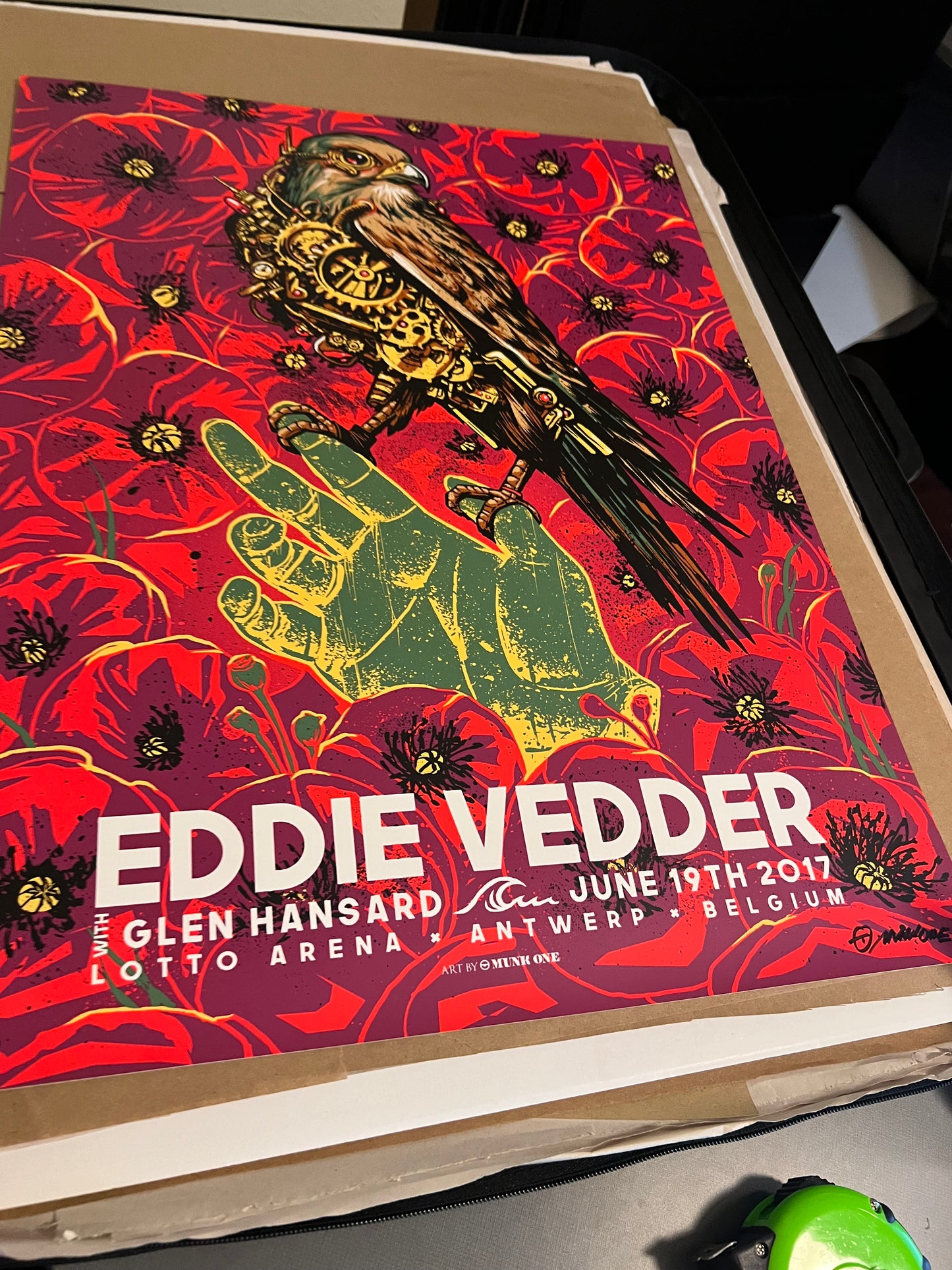 Eddie Vedder - 2017 Munk One Poster Antwerp SIGNED SN!  18x25.5!