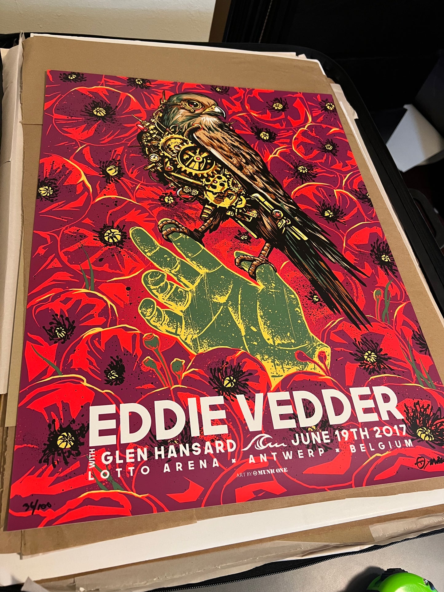 Eddie Vedder - 2017 Munk One Poster Antwerp SIGNED SN!  18x25.5!