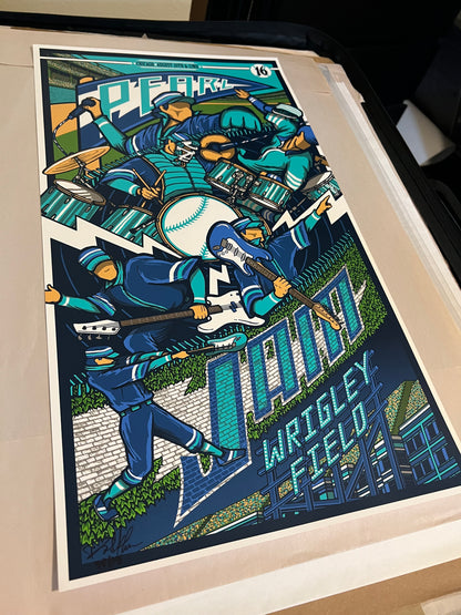 Pearl Jam Wrigley Field Chicago August 20th 2016  Poster Klausen SIGNED SN 14x26!