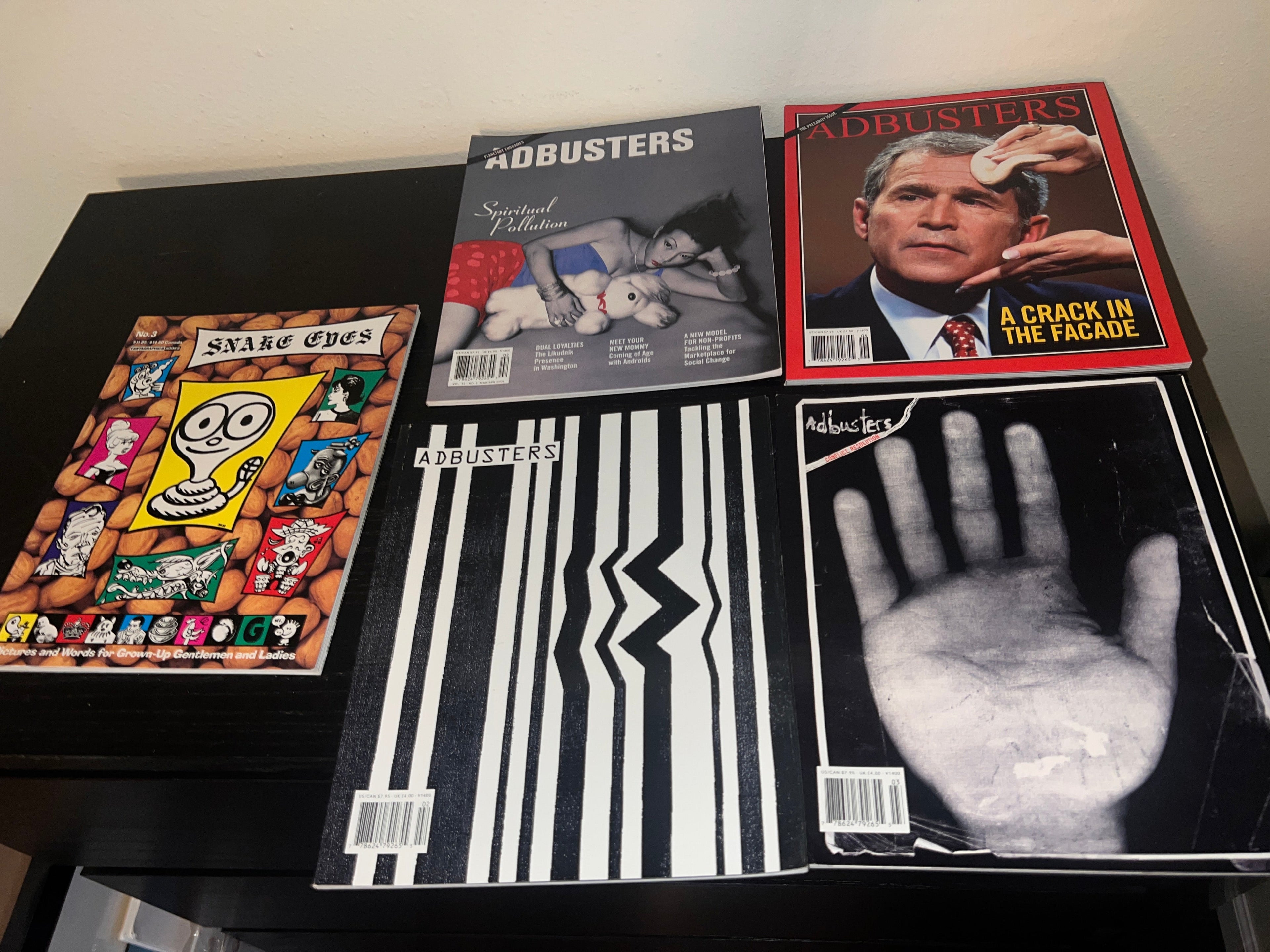 4 Adbusters Magazine Lot + Fantagraphics Snake Eyes Comic