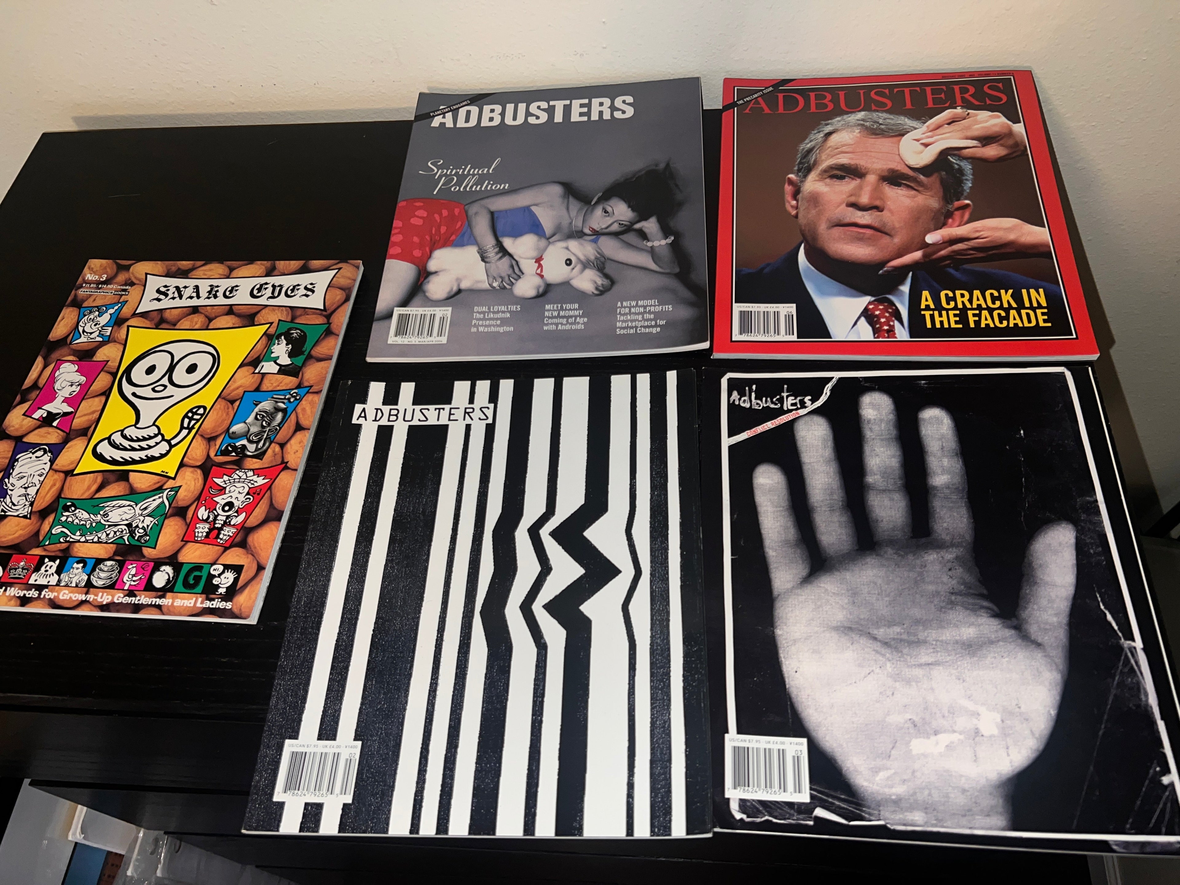4 Adbusters Magazine Lot + Fantagraphics Snake Eyes Comic