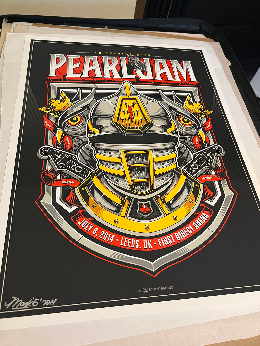 Pearl Jam July 8 2014 first  arena leeds uk Poster Mark5 SIGNED SN 18x25.5!