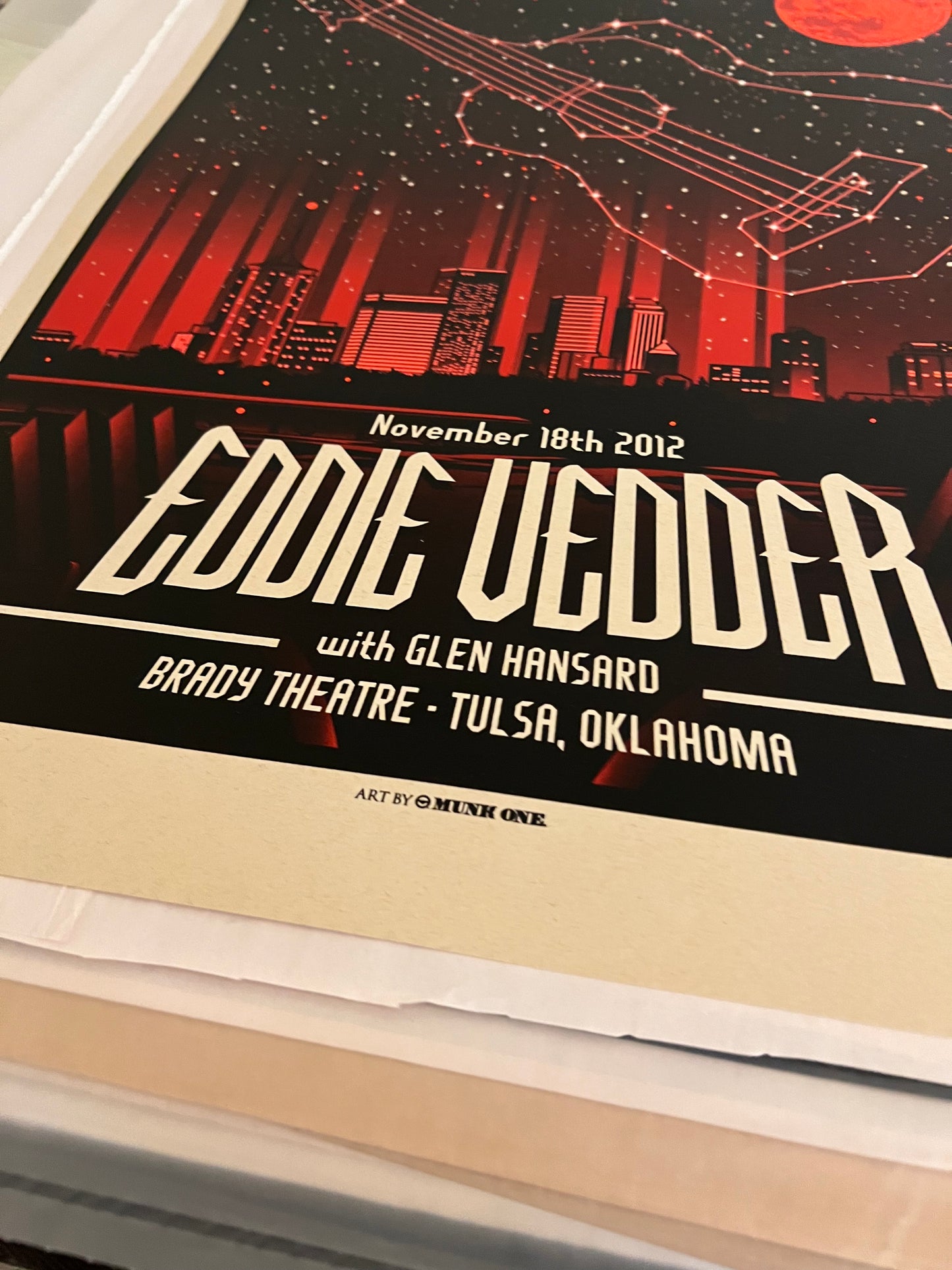 Eddie Vedder Nov 18th 2012 Poster Munk One 18x24!