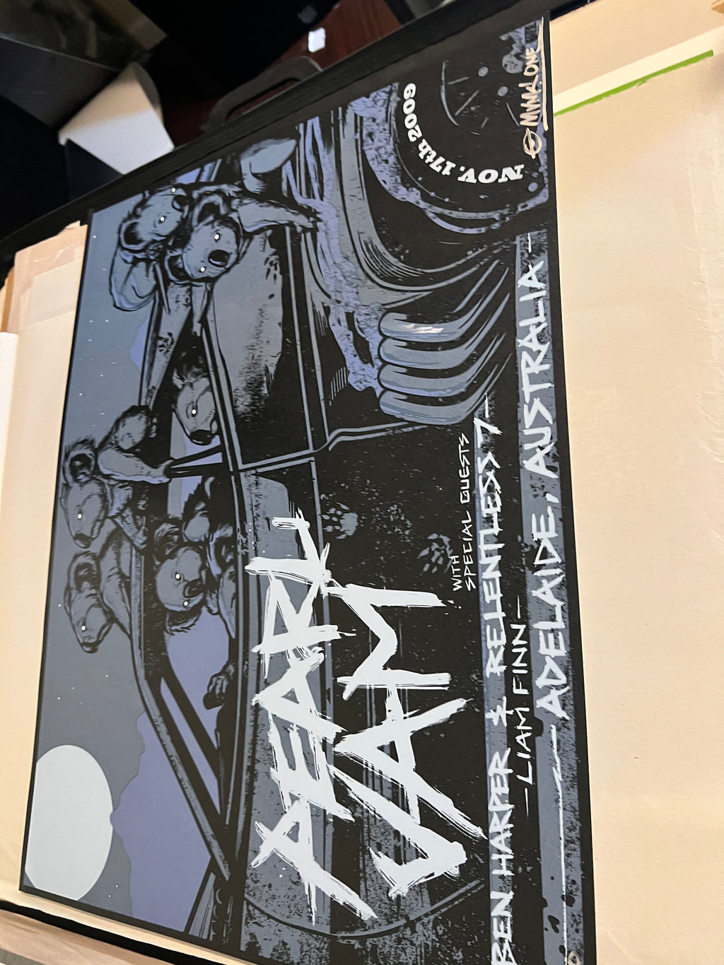 PEARL JAM at ADELAIDE, AU. 2009 MUNK ONE AP SIGNED & NUMBERED GRAIL 24x18!