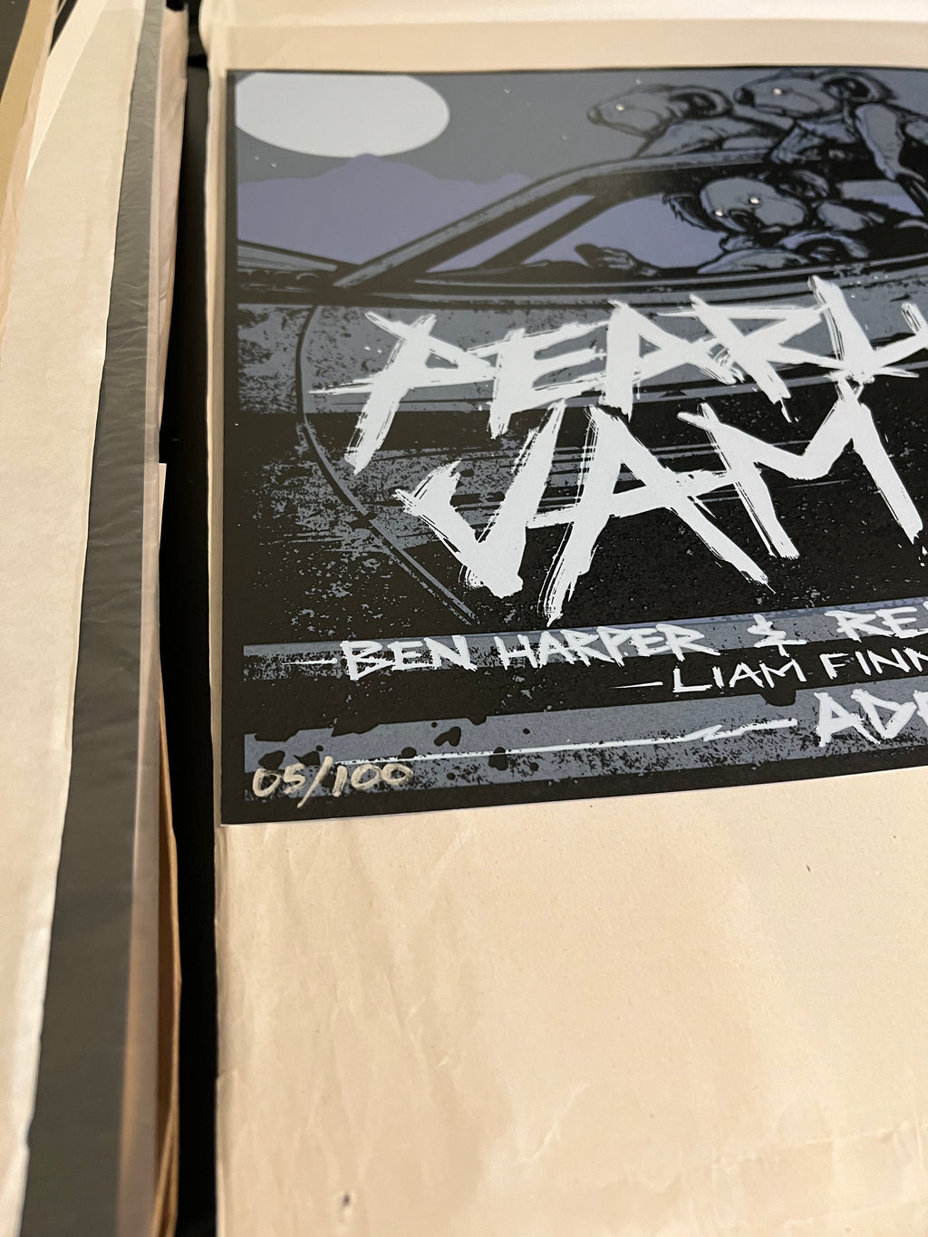 PEARL JAM at ADELAIDE, AU. 2009 MUNK ONE AP SIGNED & NUMBERED GRAIL 24x18!