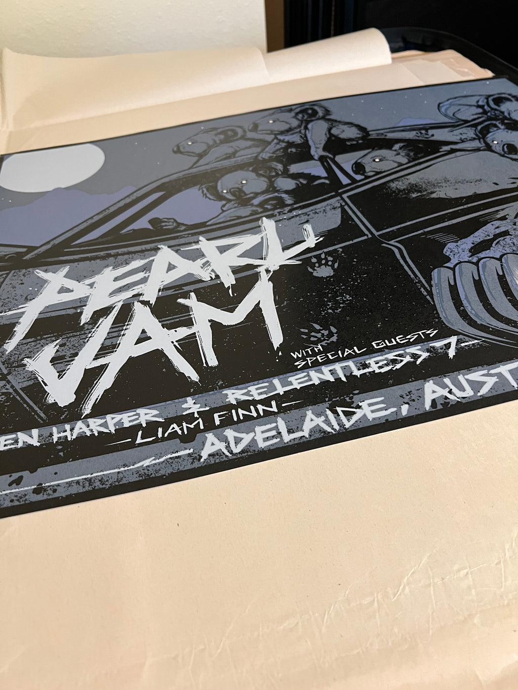 PEARL JAM at ADELAIDE, AU. 2009 MUNK ONE AP SIGNED & NUMBERED GRAIL 24x18!