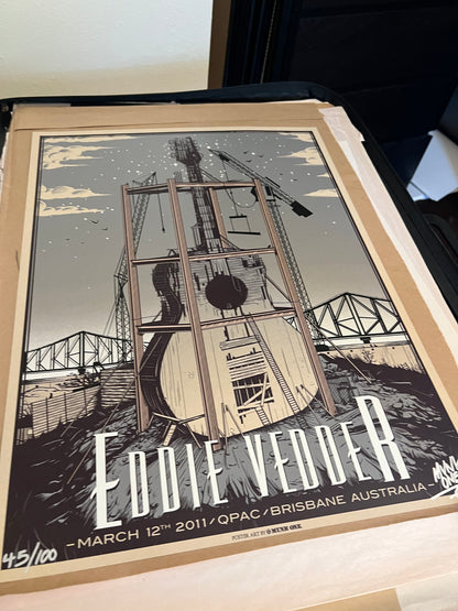 Eddie Vedder, Brisbane March 12th Poster by Munk One pOSTER signed sn!  18X24!