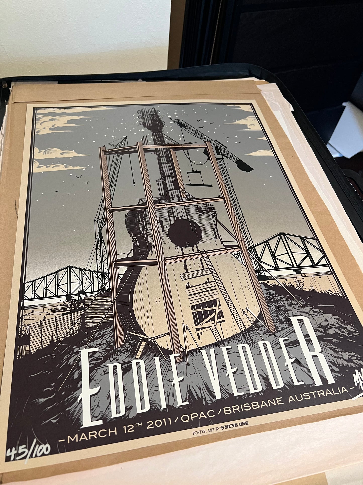 Eddie Vedder, Brisbane March 12th Poster by Munk One pOSTER signed sn!  18X24!